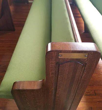 Church pew wood after refinishing