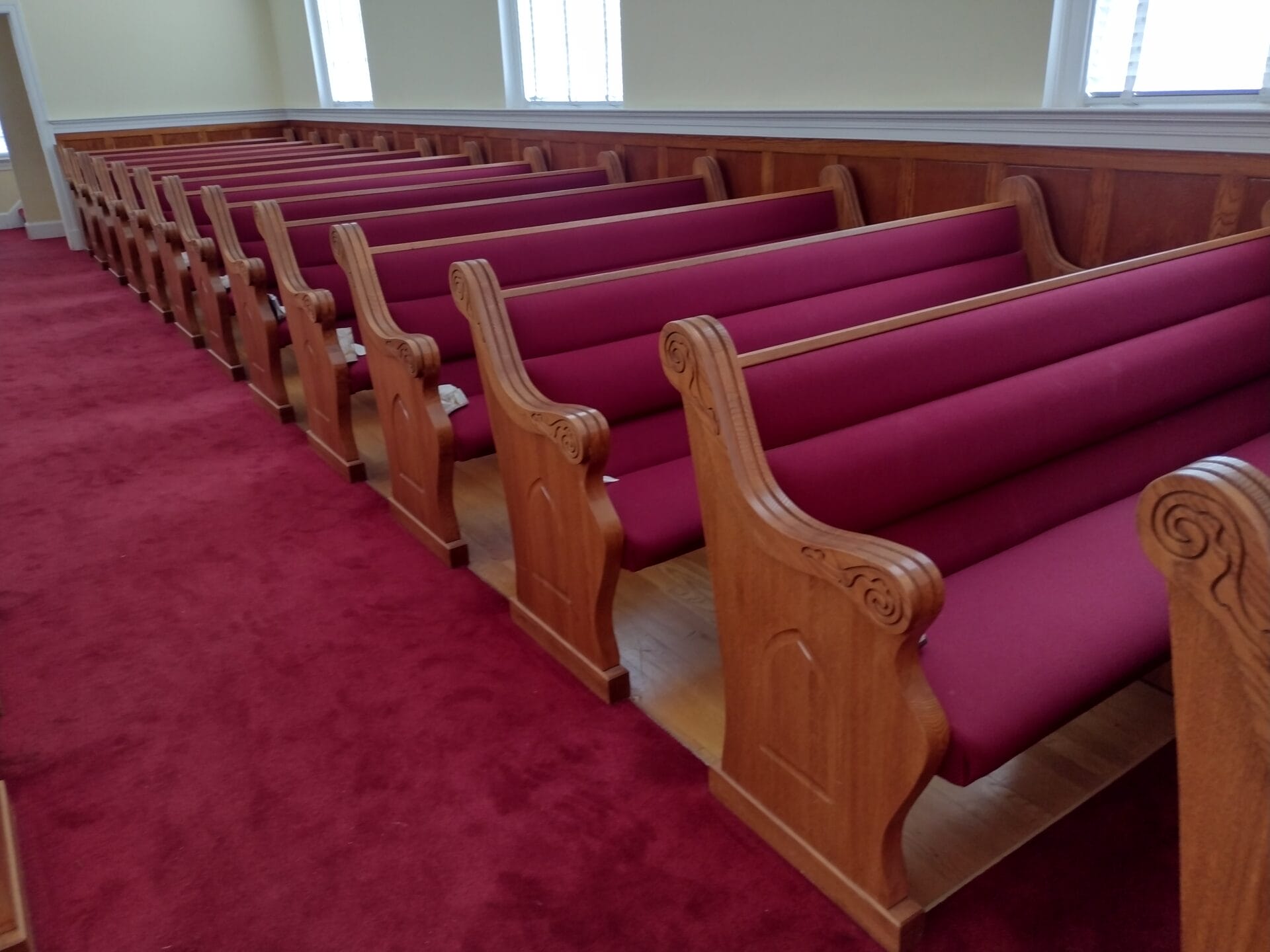 Zoan Baptist Church sanctuary seating before work, Fredericksburg, VA